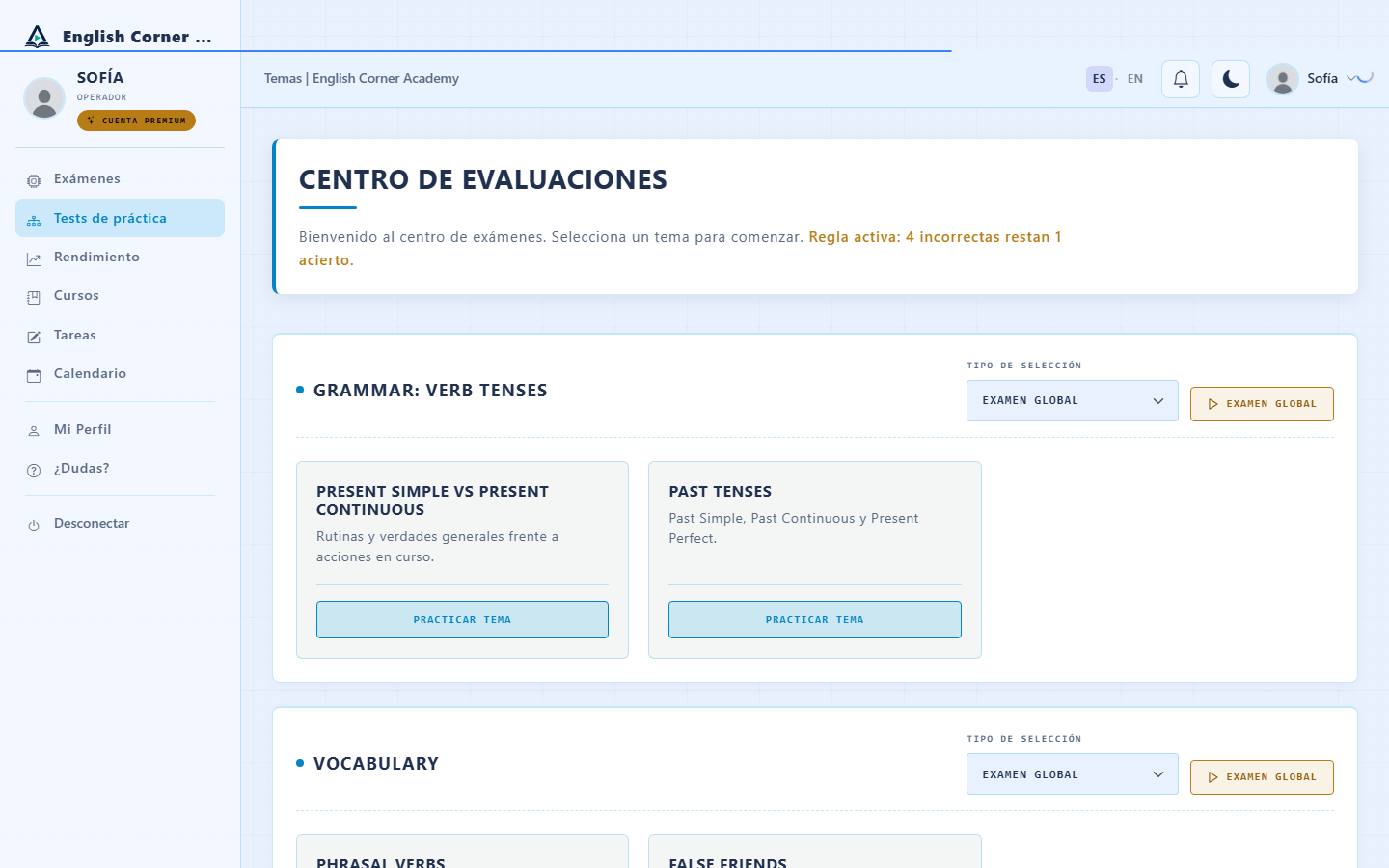 Test de vocabulario desde el banco de preguntas