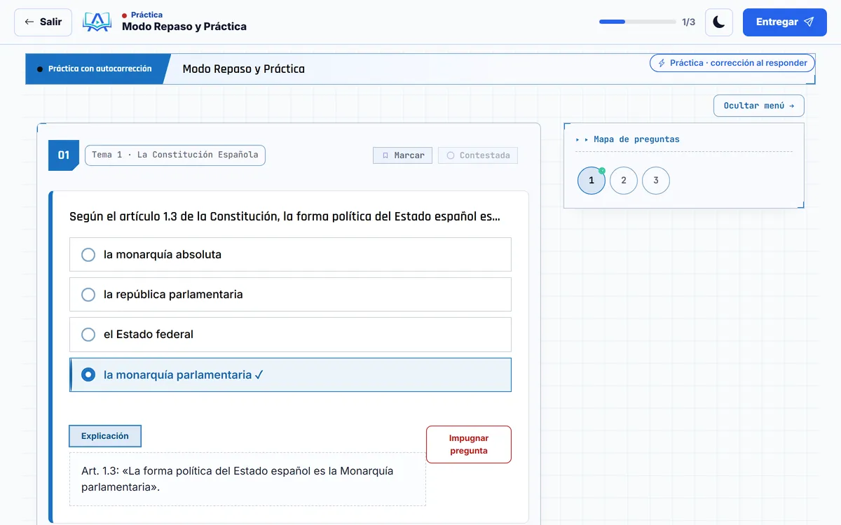 Pregunta de práctica con la respuesta correcta y su explicación
