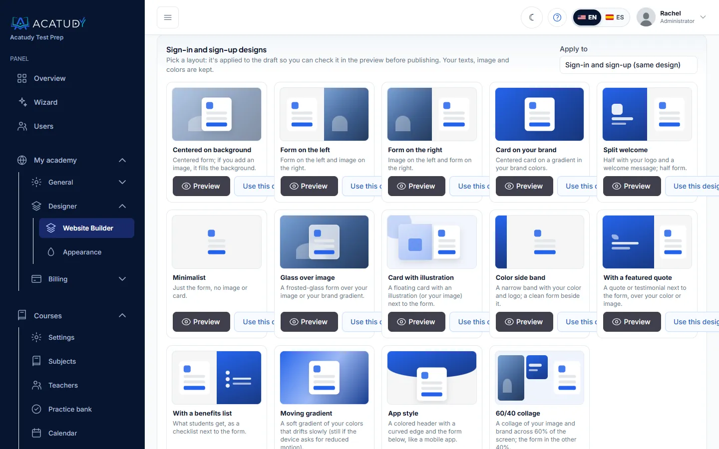 Galerie de designs pour les pages de connexion et d’inscription