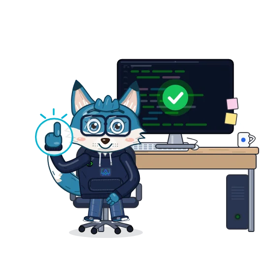 Tudy trabajando en su ordenador