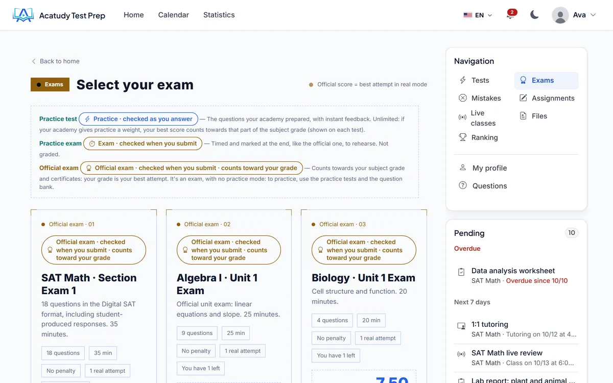 Examens officiels