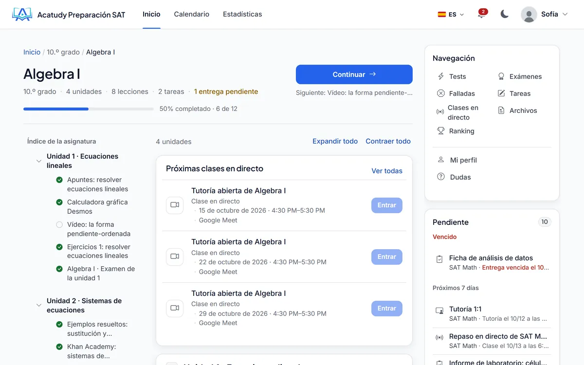 Cursos y asignaturas